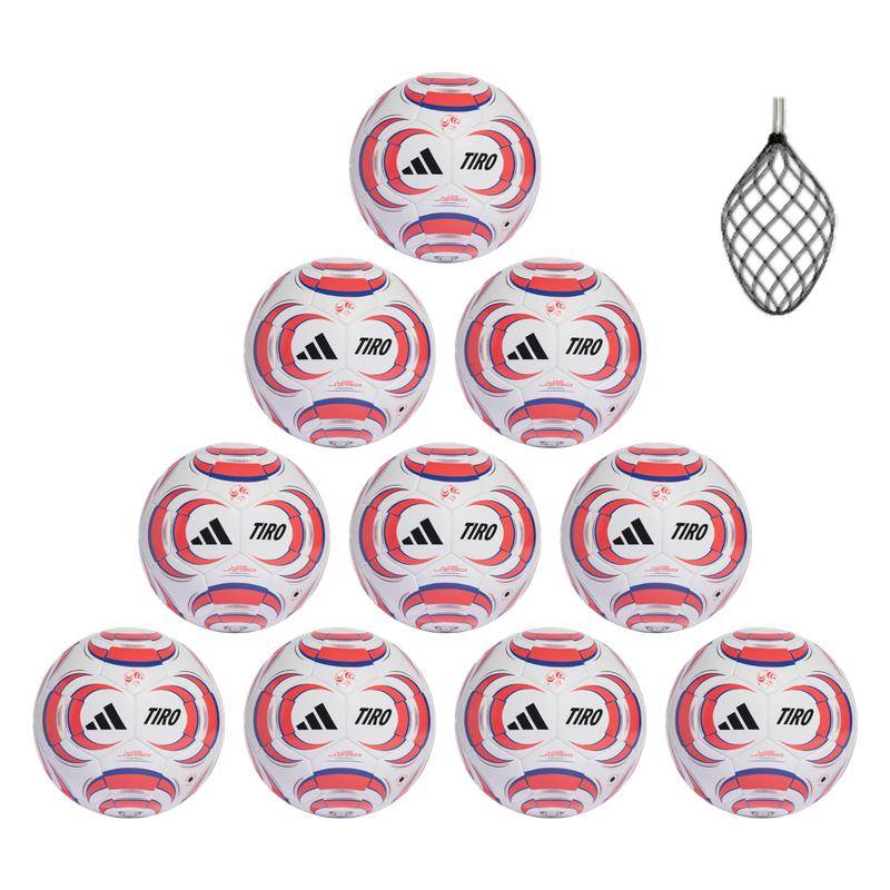 Adidas 10er-Set Lightball Tiro League J290, Gr.5  weiß/schwarz/rot/blau ink. 10er Ballnetz