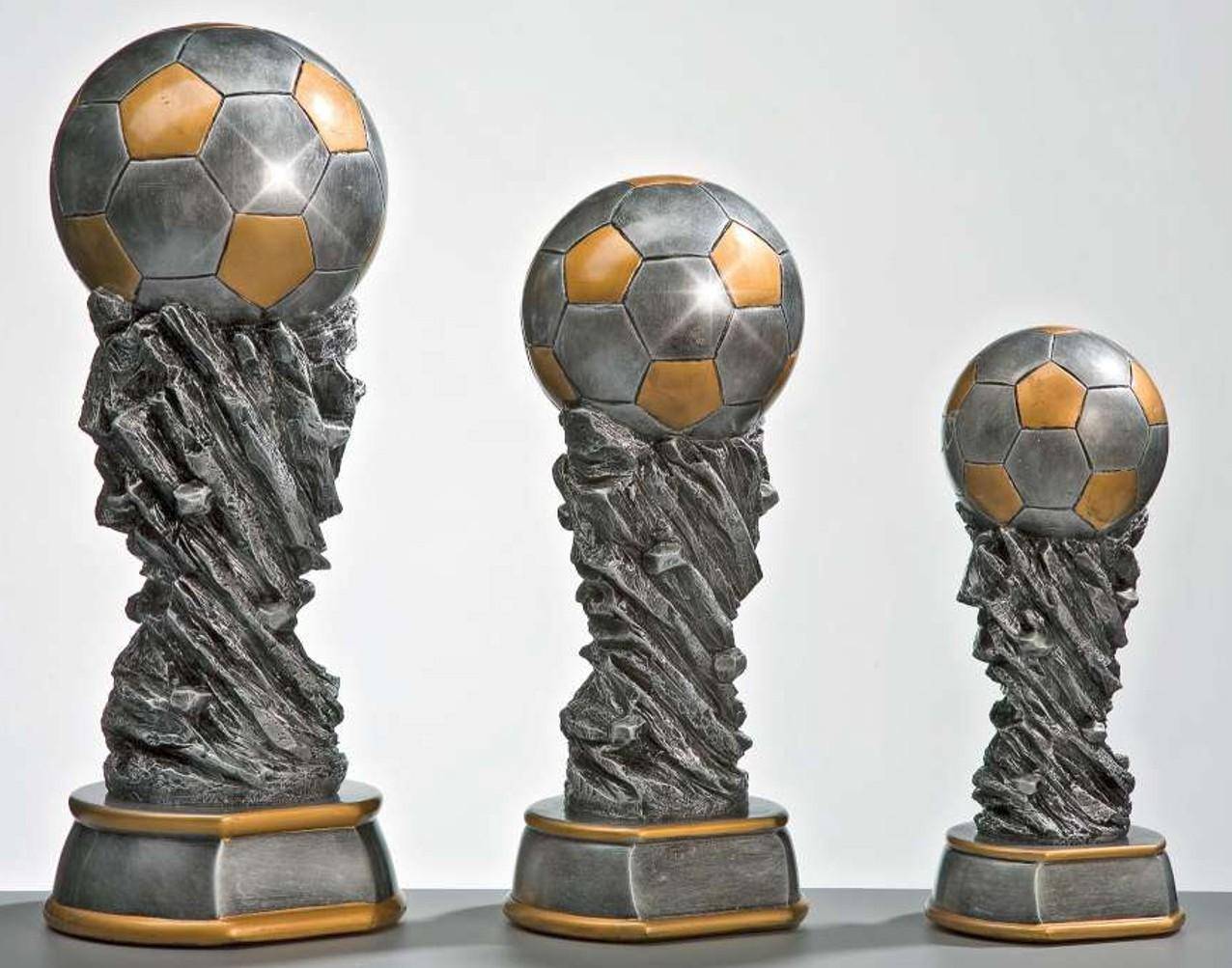 Resinfigur Fußball Weltpokal silber/gold