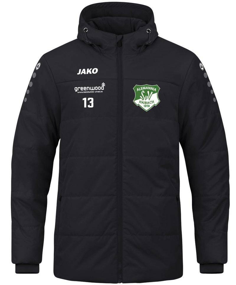 Coachjacke Team mit Kapuze Alemannia Haibach schwarz